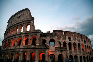 Rome: The sunset at the Colosseum